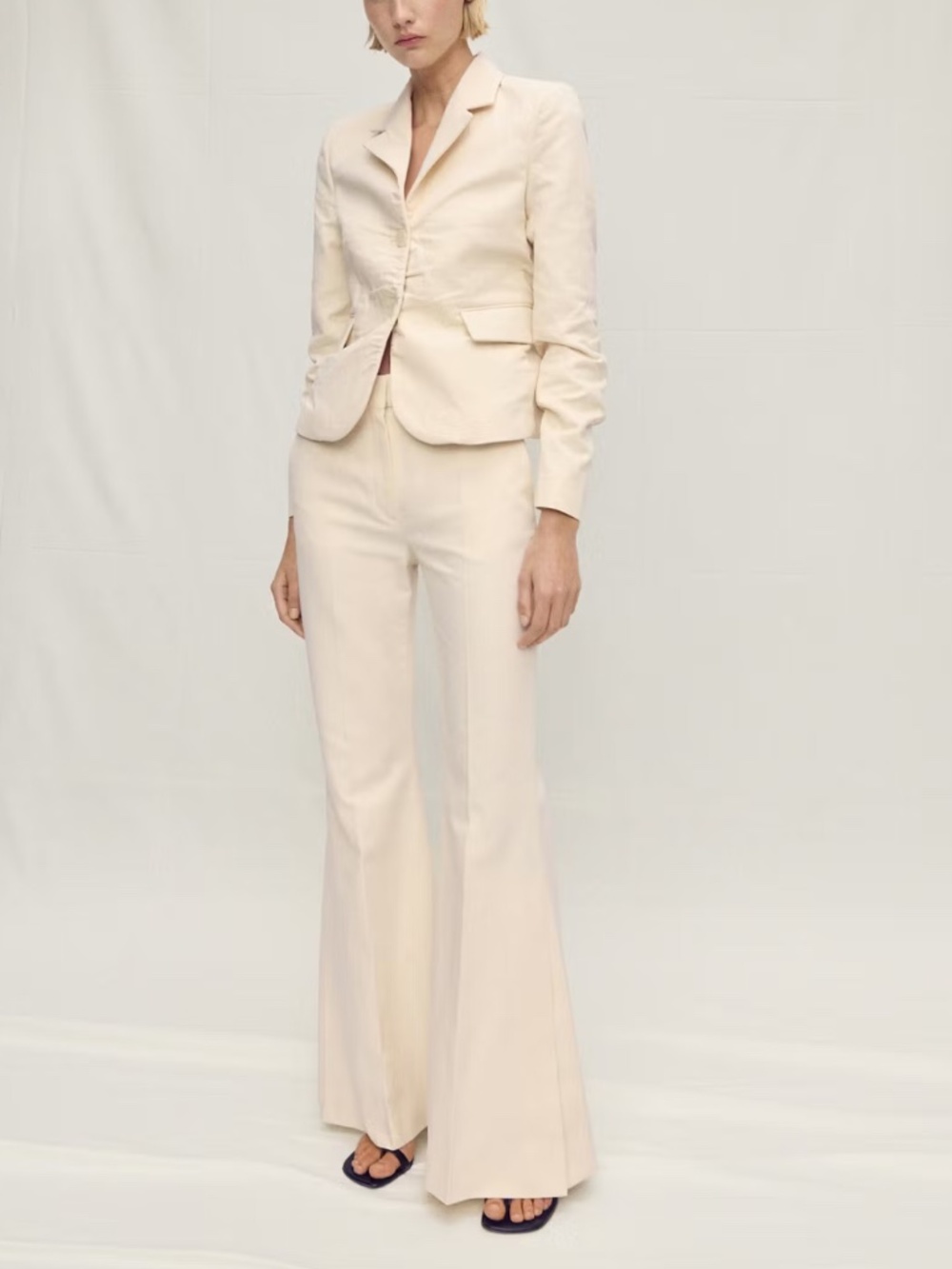 Mango | Flared Linen-Blend Suit Rrousers